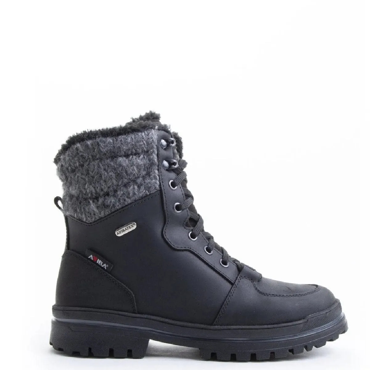 Attiba Women's Lace & Zip Ice Grip Combat Boots- Black