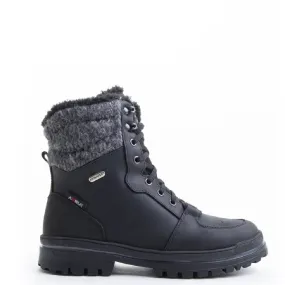 Attiba Women's Lace & Zip Ice Grip Combat Boots- Black