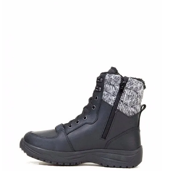 Attiba Women's Lace & Zip Ice Grip Combat Boots- Black
