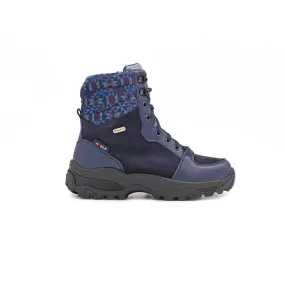 Attiba Women's Lace& Zip Ice Grip Combat Boots- Navy