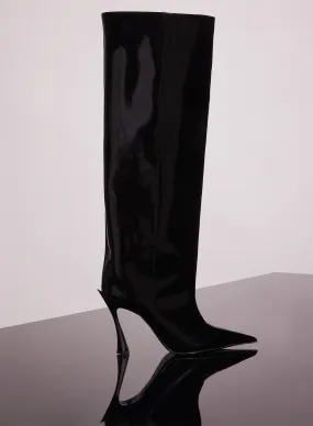 black shiny leather fang 95 boots