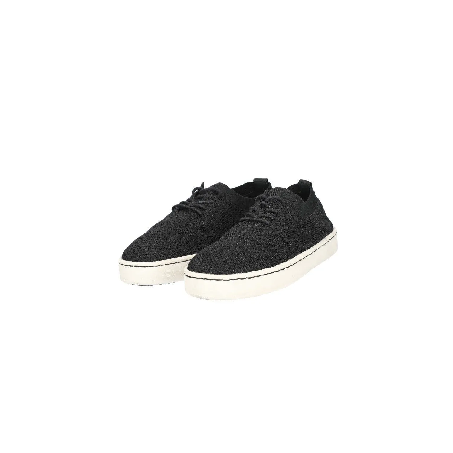 Born Bearse Knit Laceup Wingtip Low-Top Sneakers Fabric Black Colour For Men