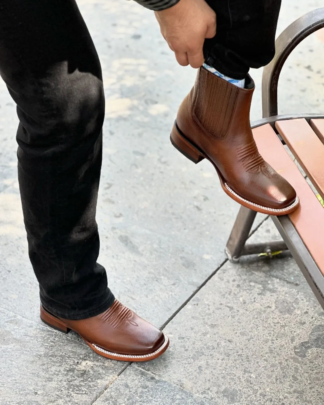Brown Italian Leather Cowboy Boots
