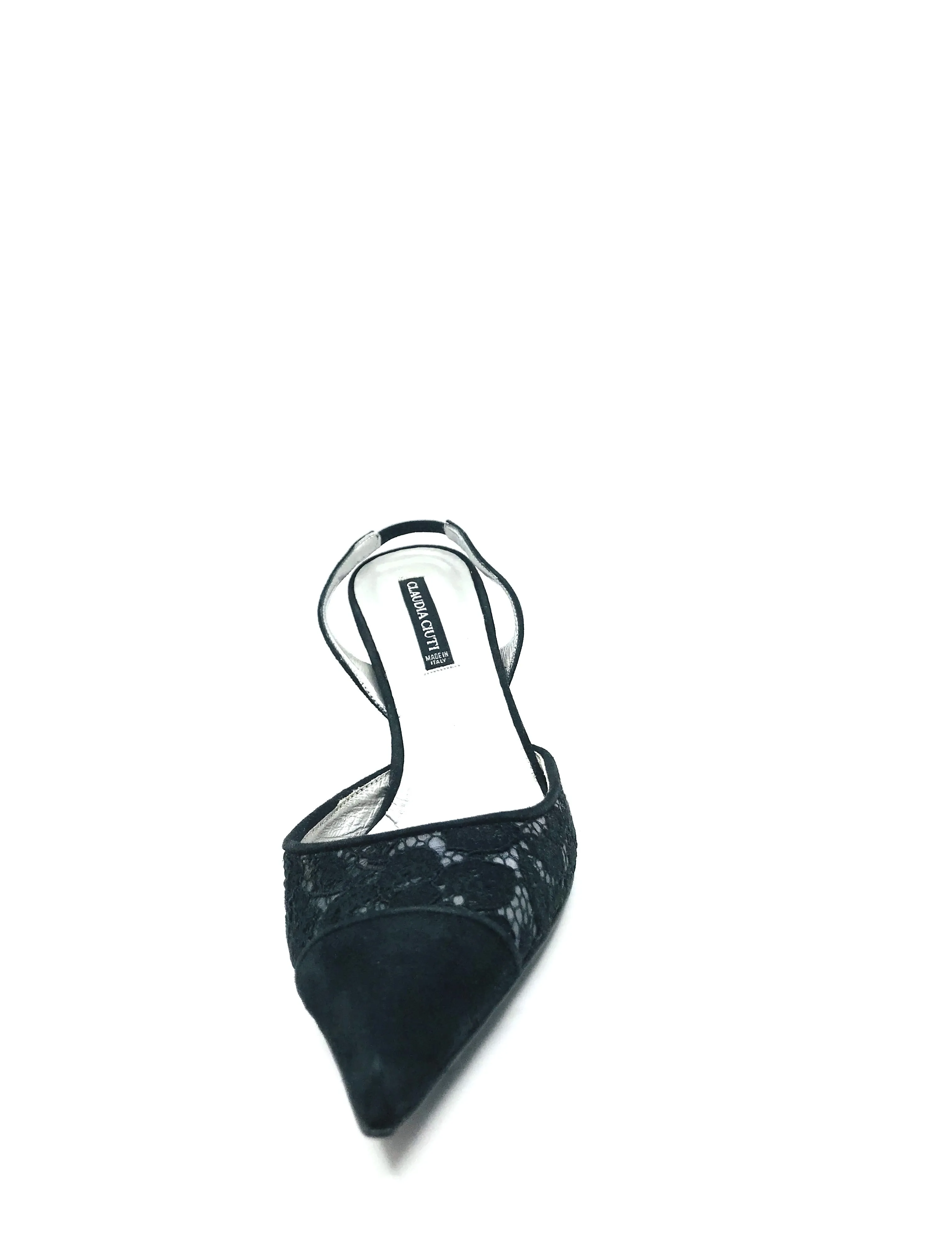 Cinzia Black Suede and Brocade Claudia Ciuti Slingback Pumps