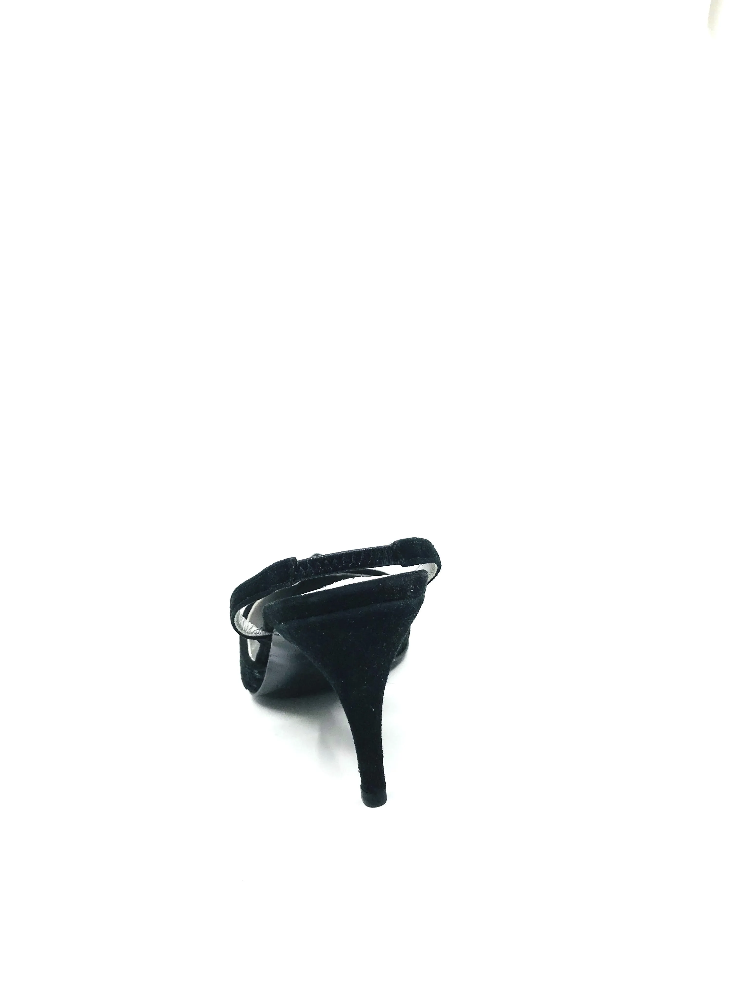 Cinzia Black Suede and Brocade Claudia Ciuti Slingback Pumps