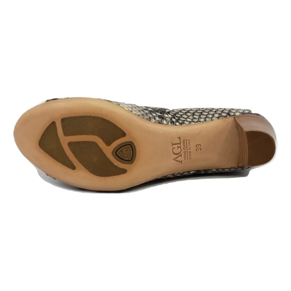 D104006 Fog Pebble Snake Leather AGL Pumps