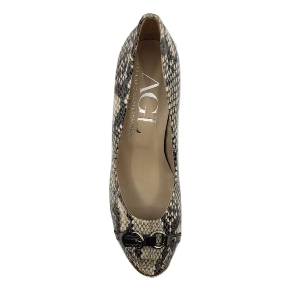 D104006 Fog Pebble Snake Leather AGL Pumps