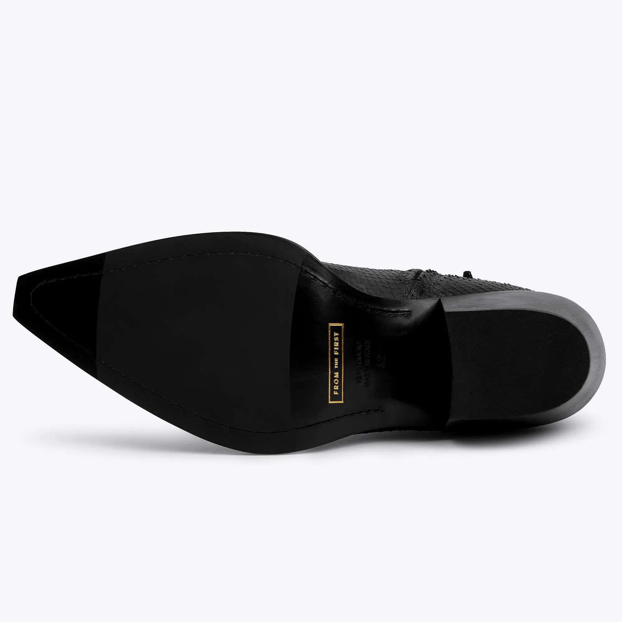 Dante 65mm Side Zip Boots - Black Python-Effect Leather