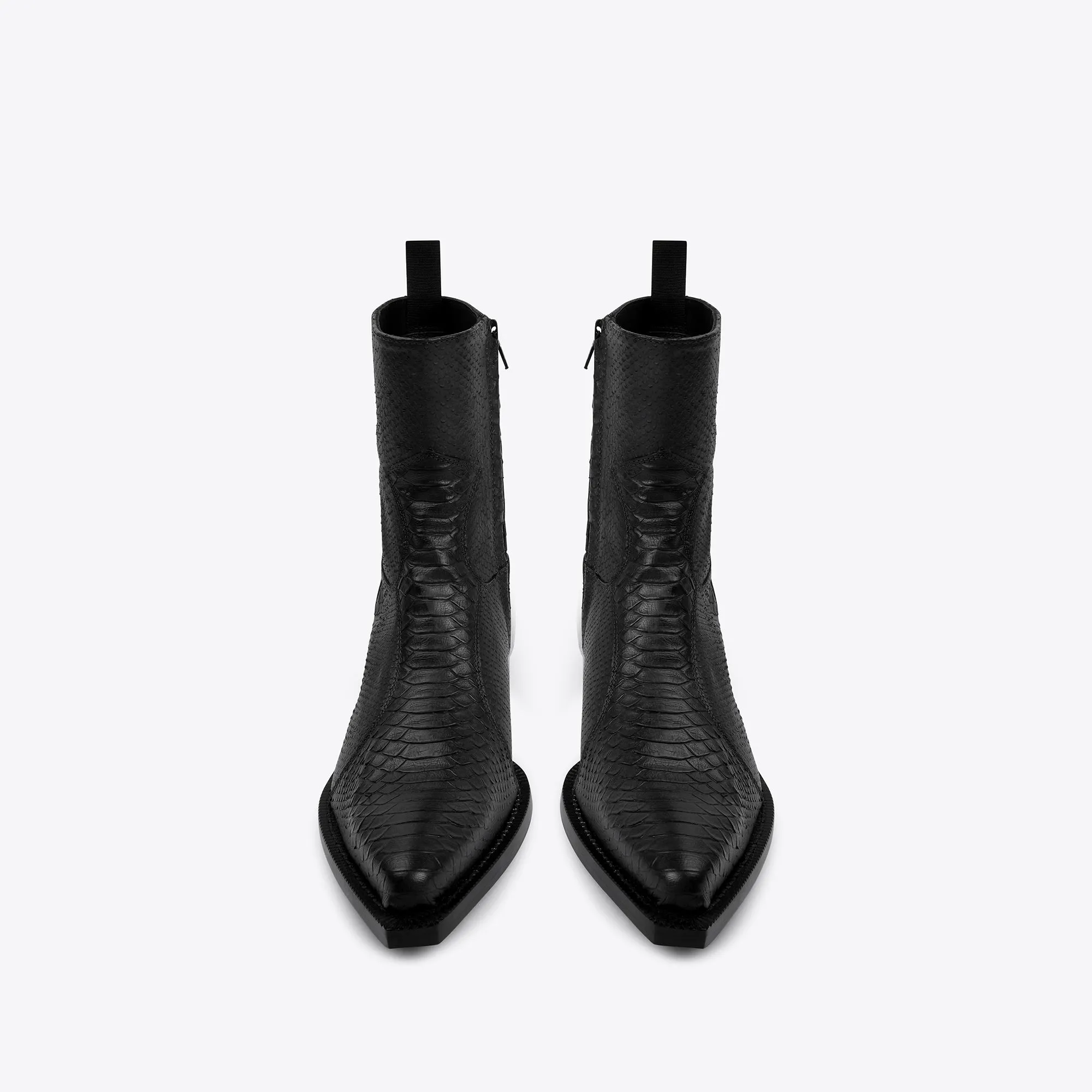 Dante 65mm Side Zip Boots - Black Python-Effect Leather