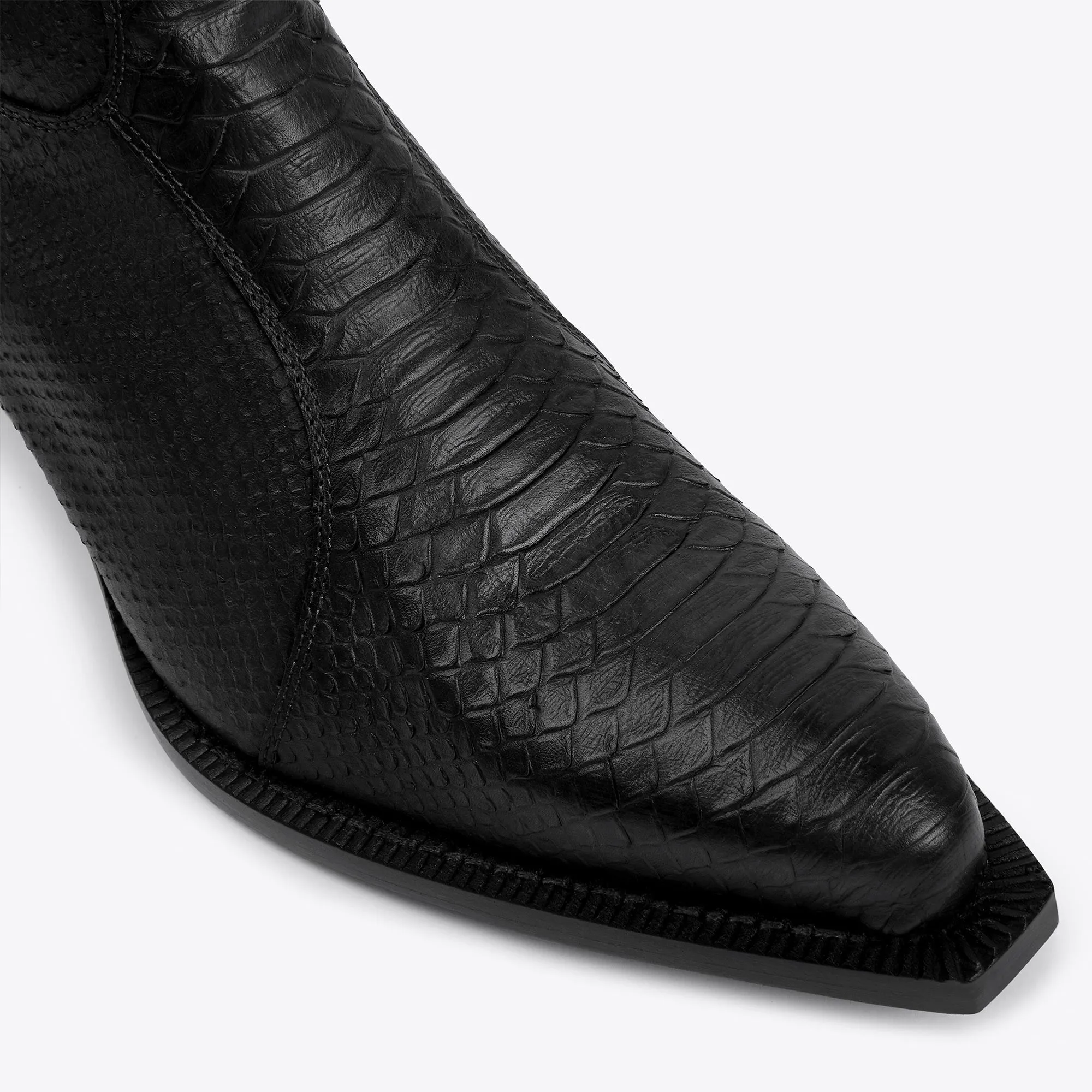 Dante 65mm Side Zip Boots - Black Python-Effect Leather