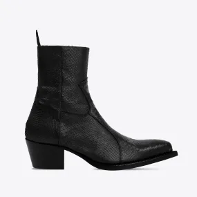 Dante 65mm Side Zip Boots - Black Python-Effect Leather