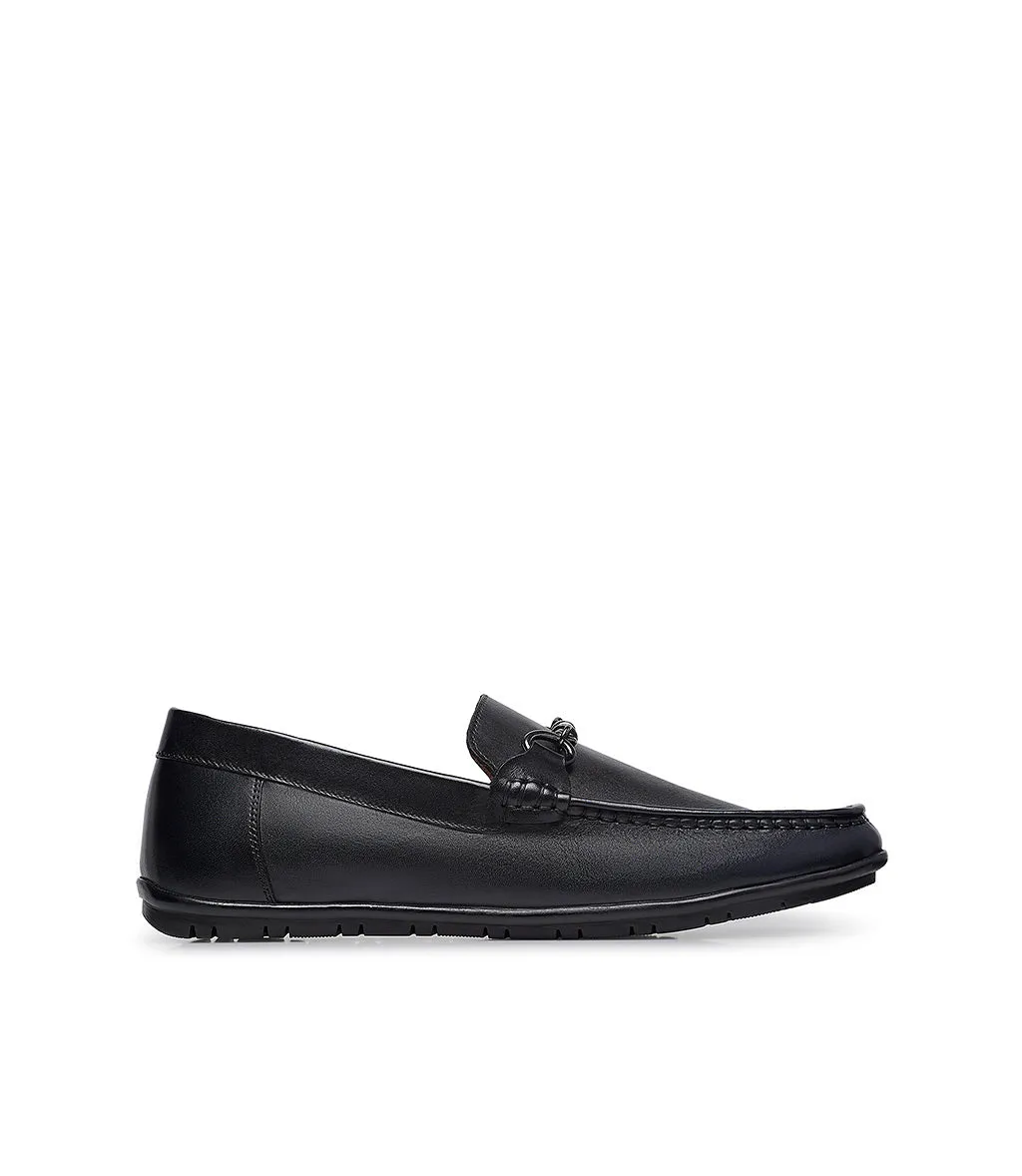 Dark blue leather loafers