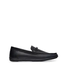 Dark blue leather loafers