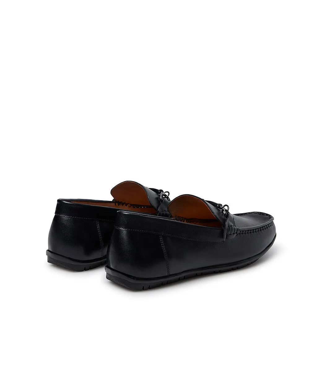 Dark blue leather loafers