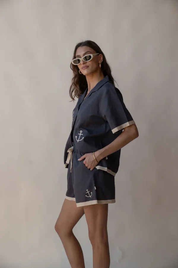 Del Mar Shirt Set Charcoal