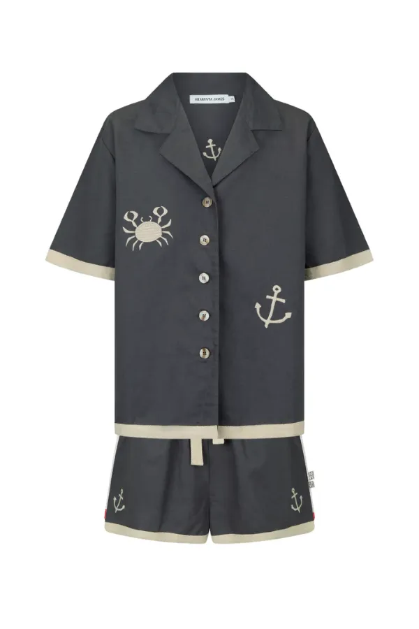 Del Mar Shirt Set Charcoal
