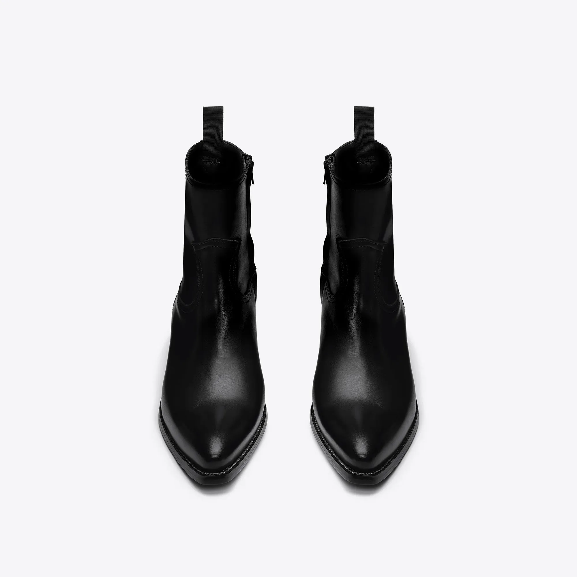 Diego 45mm Side Zip Western Boots - Black Leather