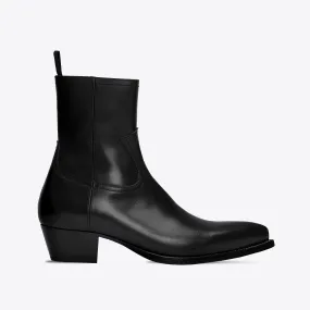 Diego 45mm Side Zip Western Boots - Black Leather