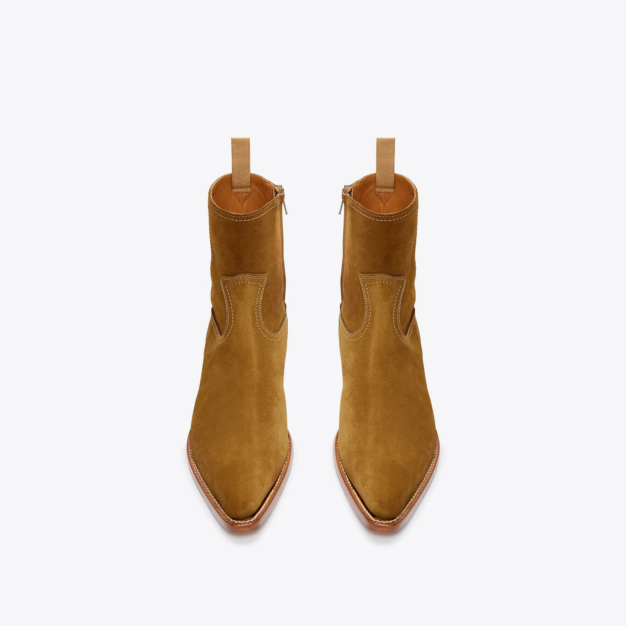 Diego 45mm Side Zip Western Boots - Ochre Suede