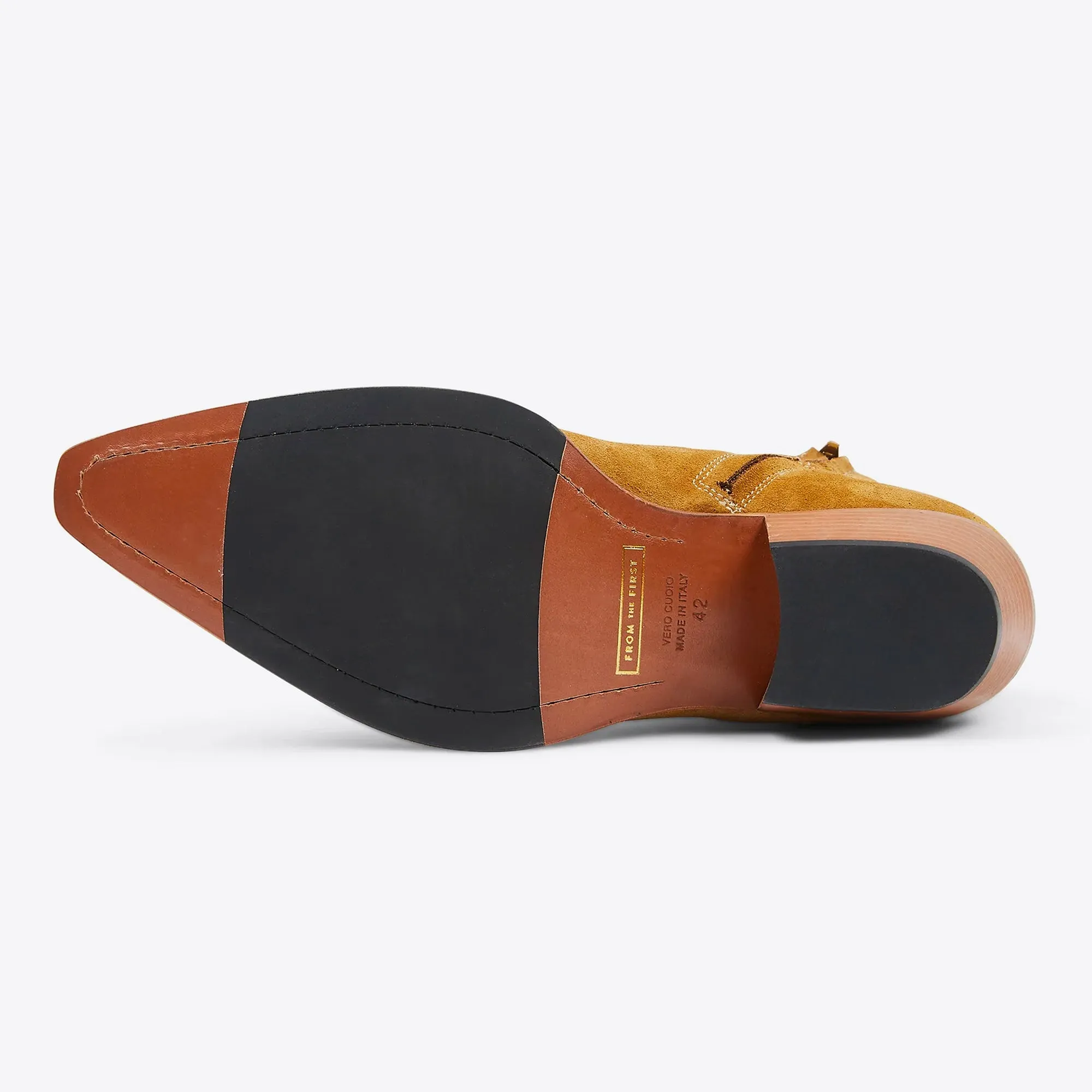 Diego 45mm Side Zip Western Boots - Ochre Suede