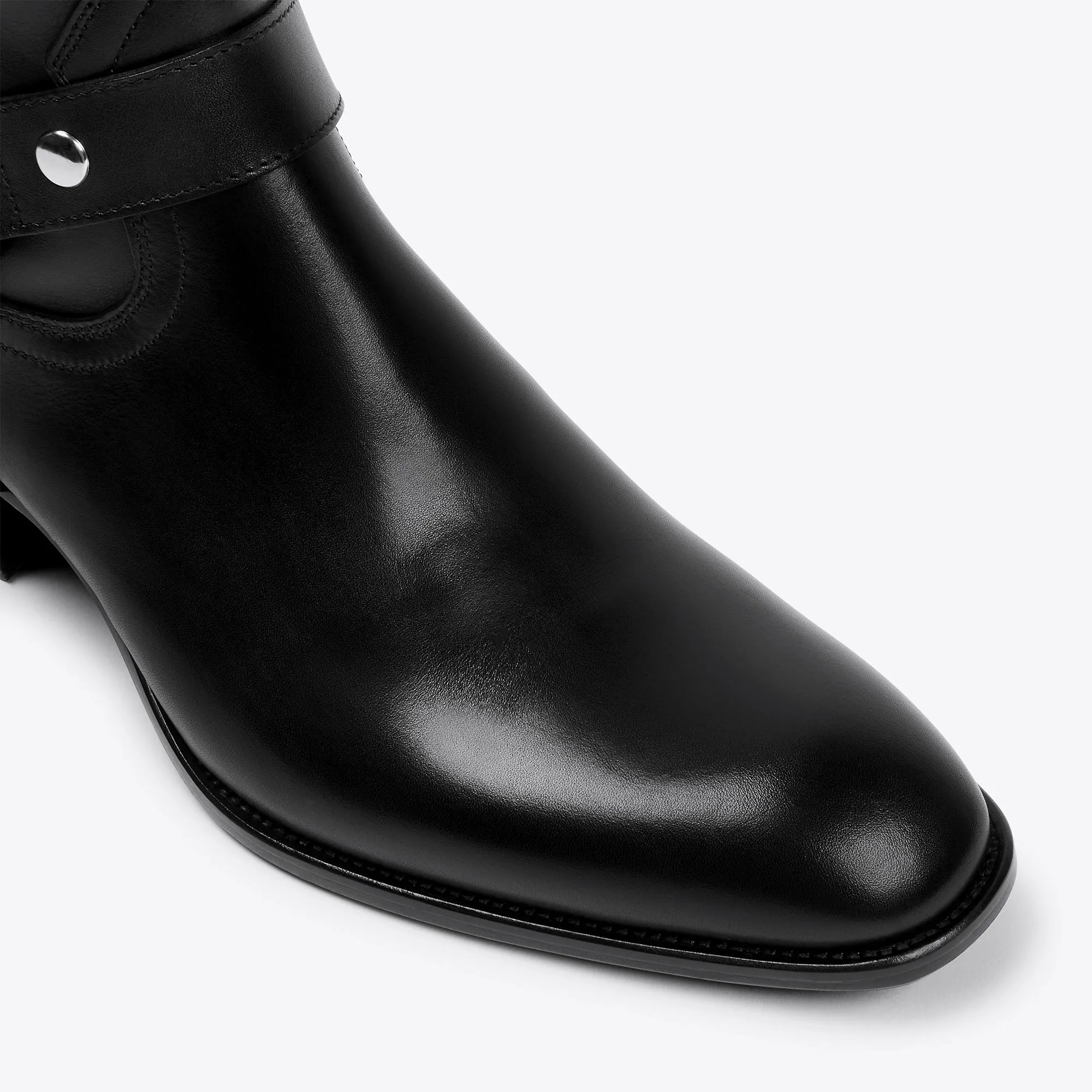 Enzo 40mm Harness (Concealed) Zip Boots - Black Leather