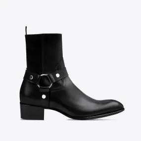 Enzo 40mm Harness (Concealed) Zip Boots - Black Leather