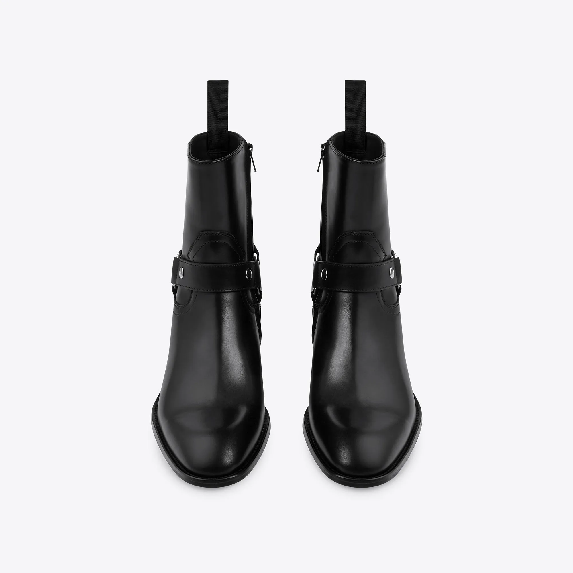 Enzo 40mm Harness (Concealed) Zip Boots - Black Leather