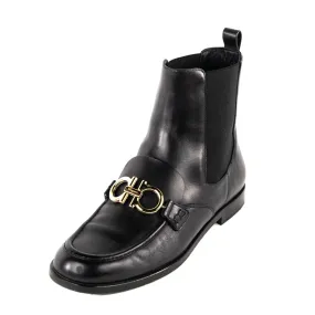 Ferragamo Black Leather Gancini Chelsea Boots Size US 8.5