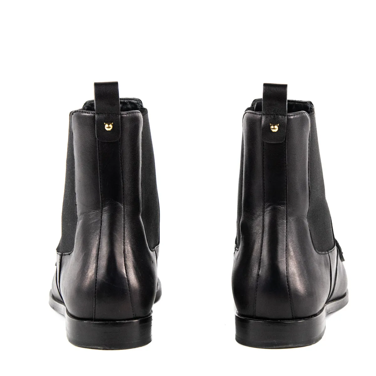 Ferragamo Black Leather Gancini Chelsea Boots Size US 8.5