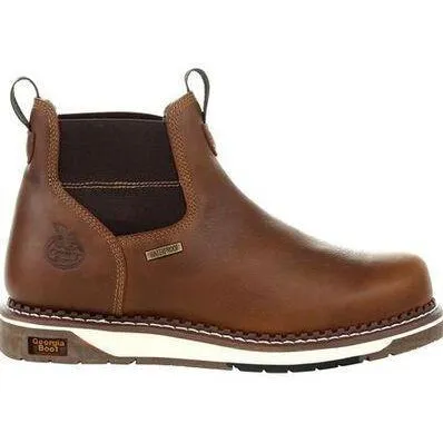 Georgia Men's AMP LT Wedge Chelsea Steel Toe Waterproof Work Boot - Brown - GB00353