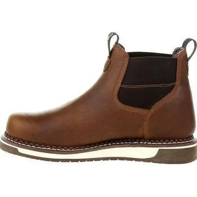 Georgia Men's AMP LT Wedge Chelsea Steel Toe Waterproof Work Boot - Brown - GB00353