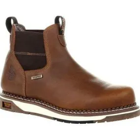 Georgia Men's AMP LT Wedge Chelsea Steel Toe Waterproof Work Boot - Brown - GB00353