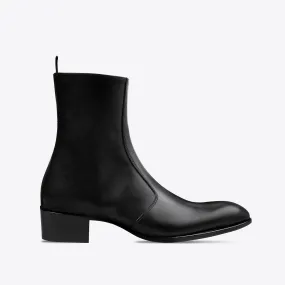 Luca 40mm Side Zip Boots - Black Leather