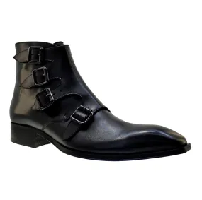 Men's Italian Shoes Jo Ghost 3240 Black Leather Buckle Boots