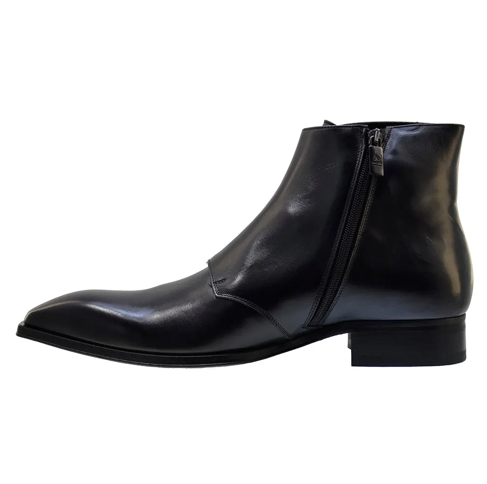 Men's Italian Shoes Jo Ghost 3240 Black Leather Buckle Boots