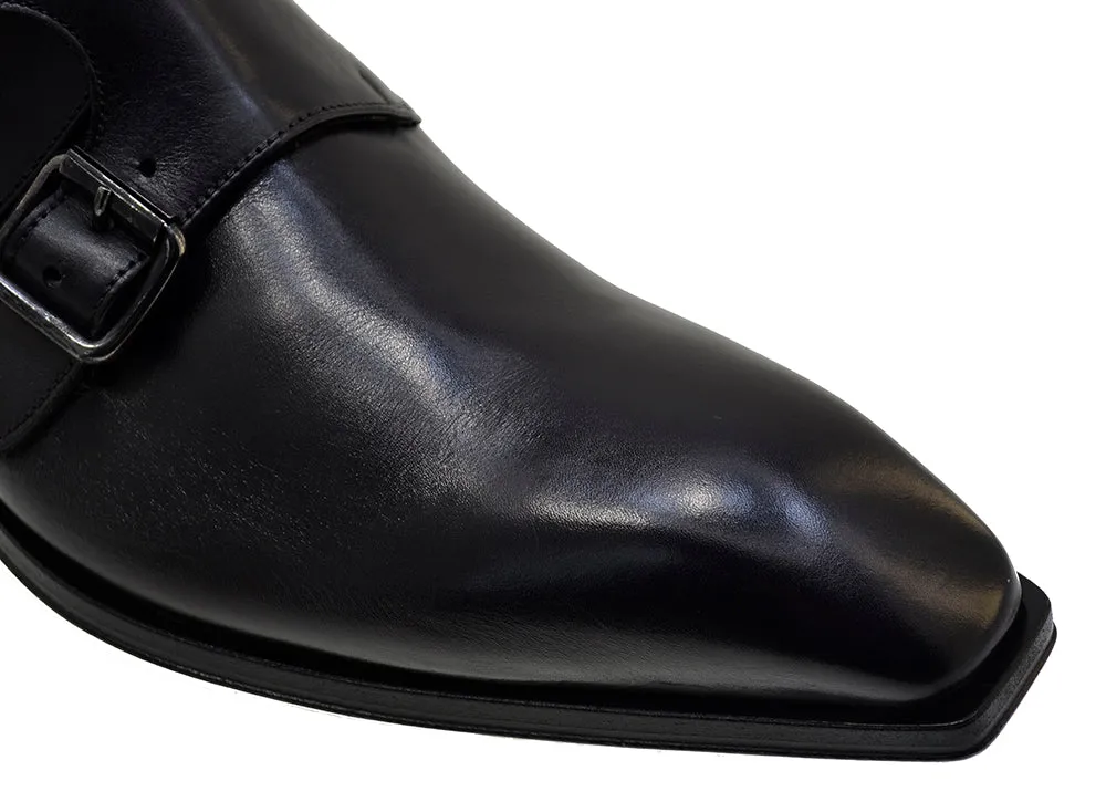 Men's Italian Shoes Jo Ghost 3240 Black Leather Buckle Boots