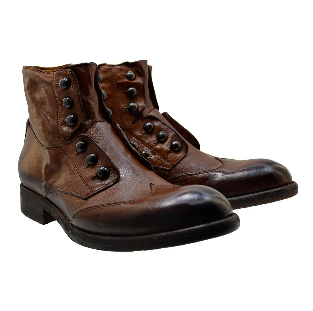 Men's Italian Shoes Jo Ghost 4807 Brown Leather Brogues Boots