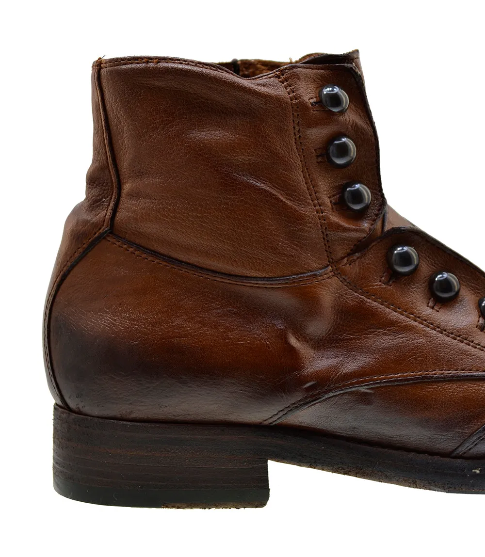 Men's Italian Shoes Jo Ghost 4807 Brown Leather Brogues Boots