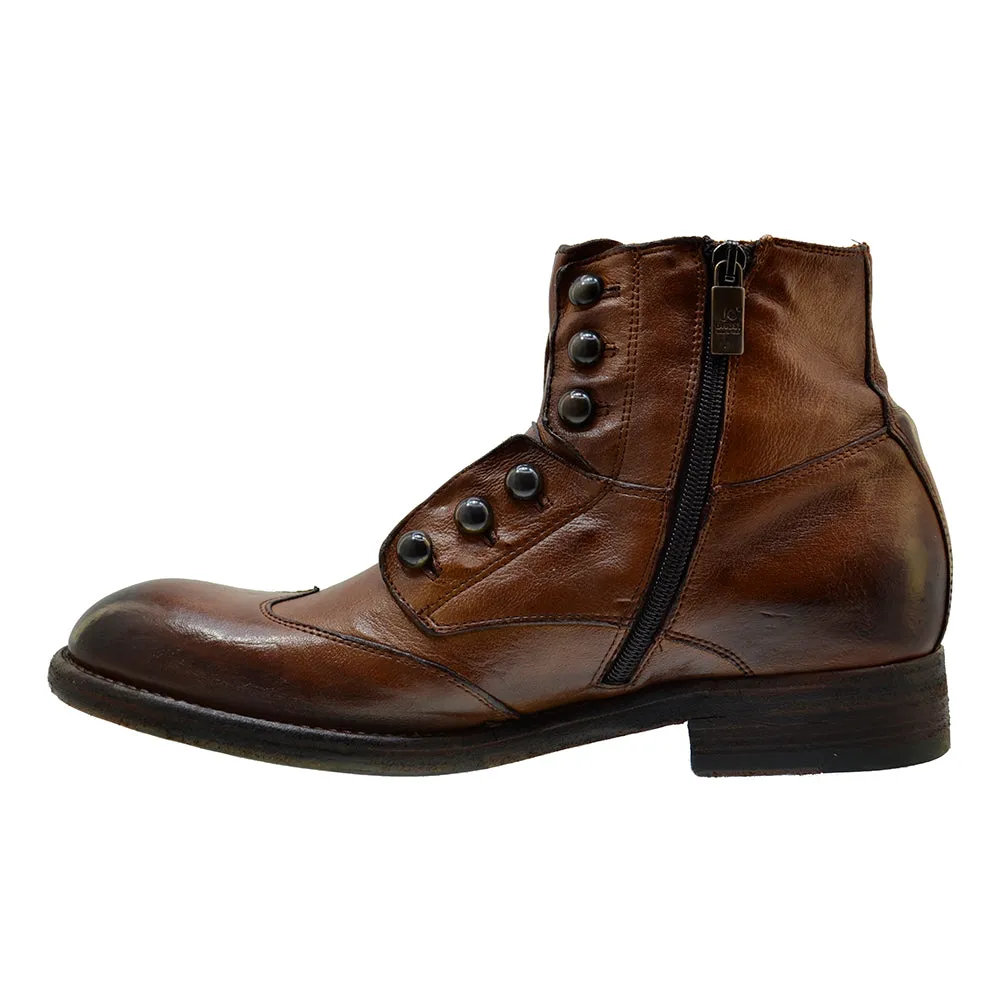 Men's Italian Shoes Jo Ghost 4807 Brown Leather Brogues Boots