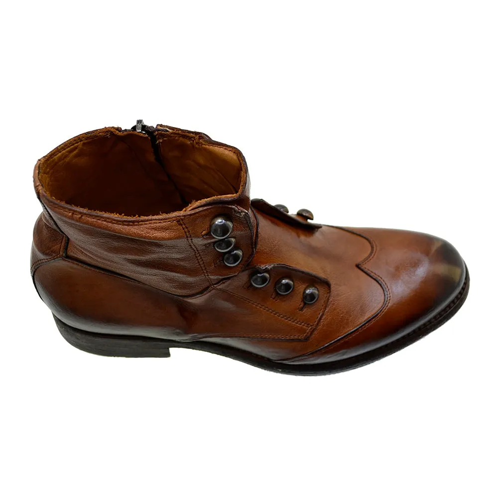 Men's Italian Shoes Jo Ghost 4807 Brown Leather Brogues Boots