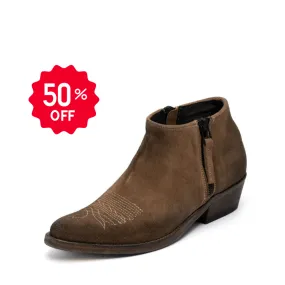 MORGAN Keep Tan Booties with White Stitch