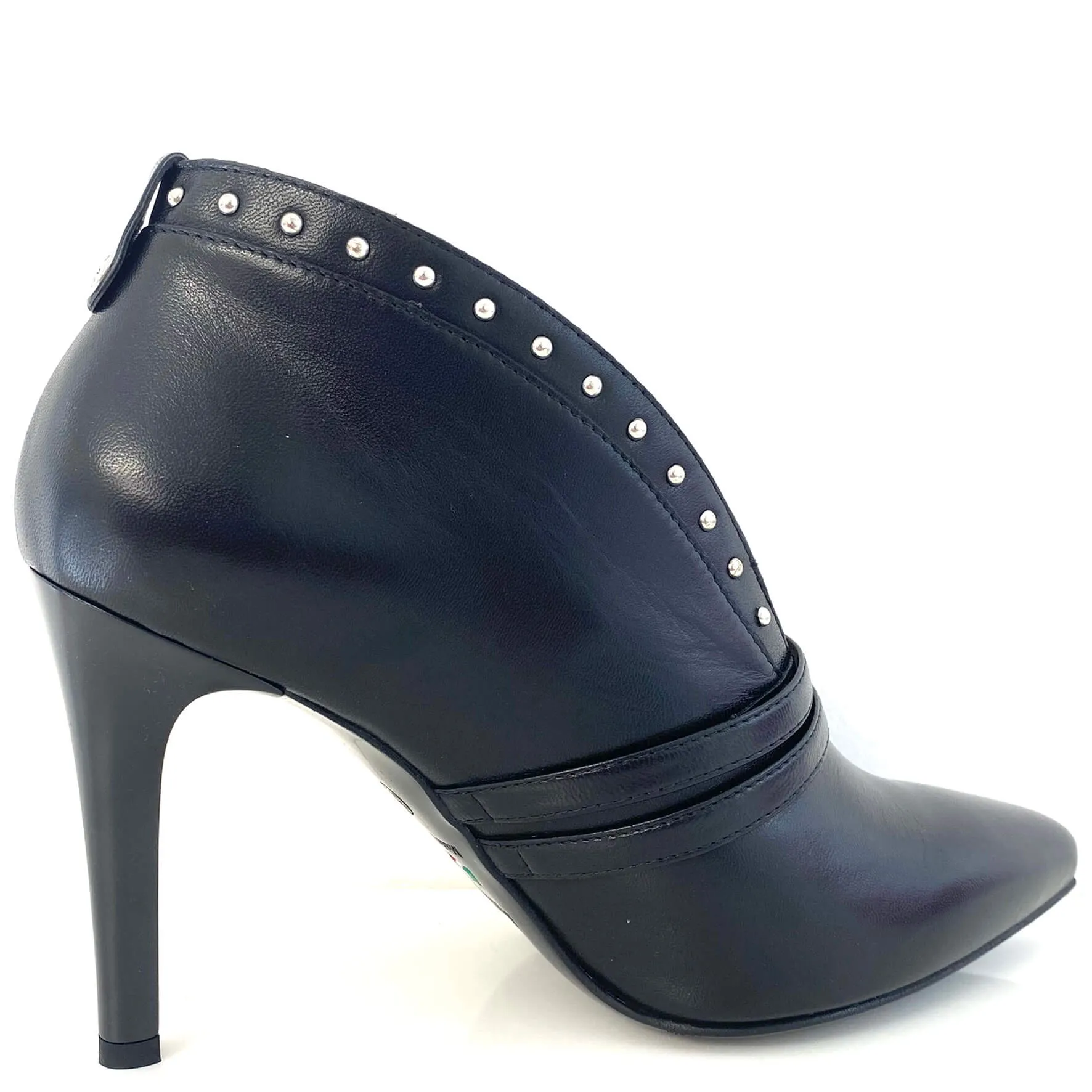 NeroGiardini Black Leather Studded Shoe Boots
