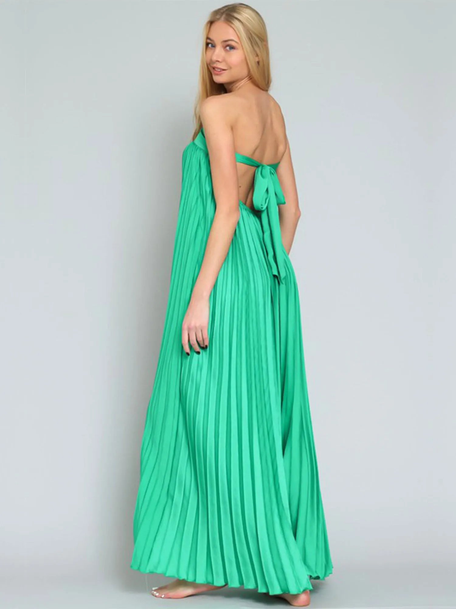 Pleated Low Back Tube Dress - Aakaa
