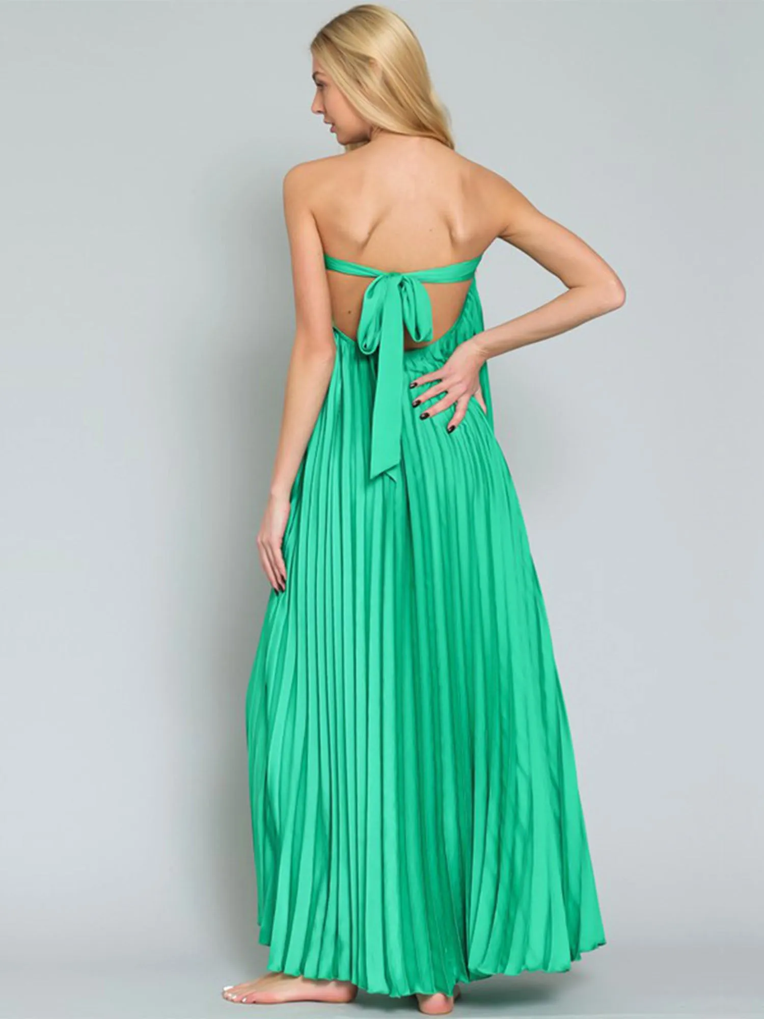 Pleated Low Back Tube Dress - Aakaa