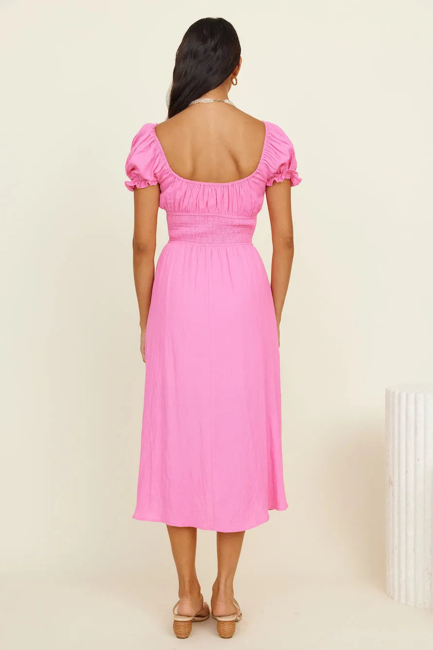 Seaside Picnic Midi Dress Pink