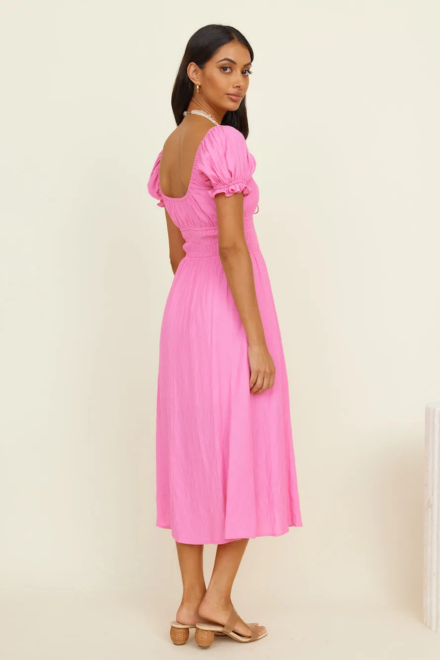 Seaside Picnic Midi Dress Pink