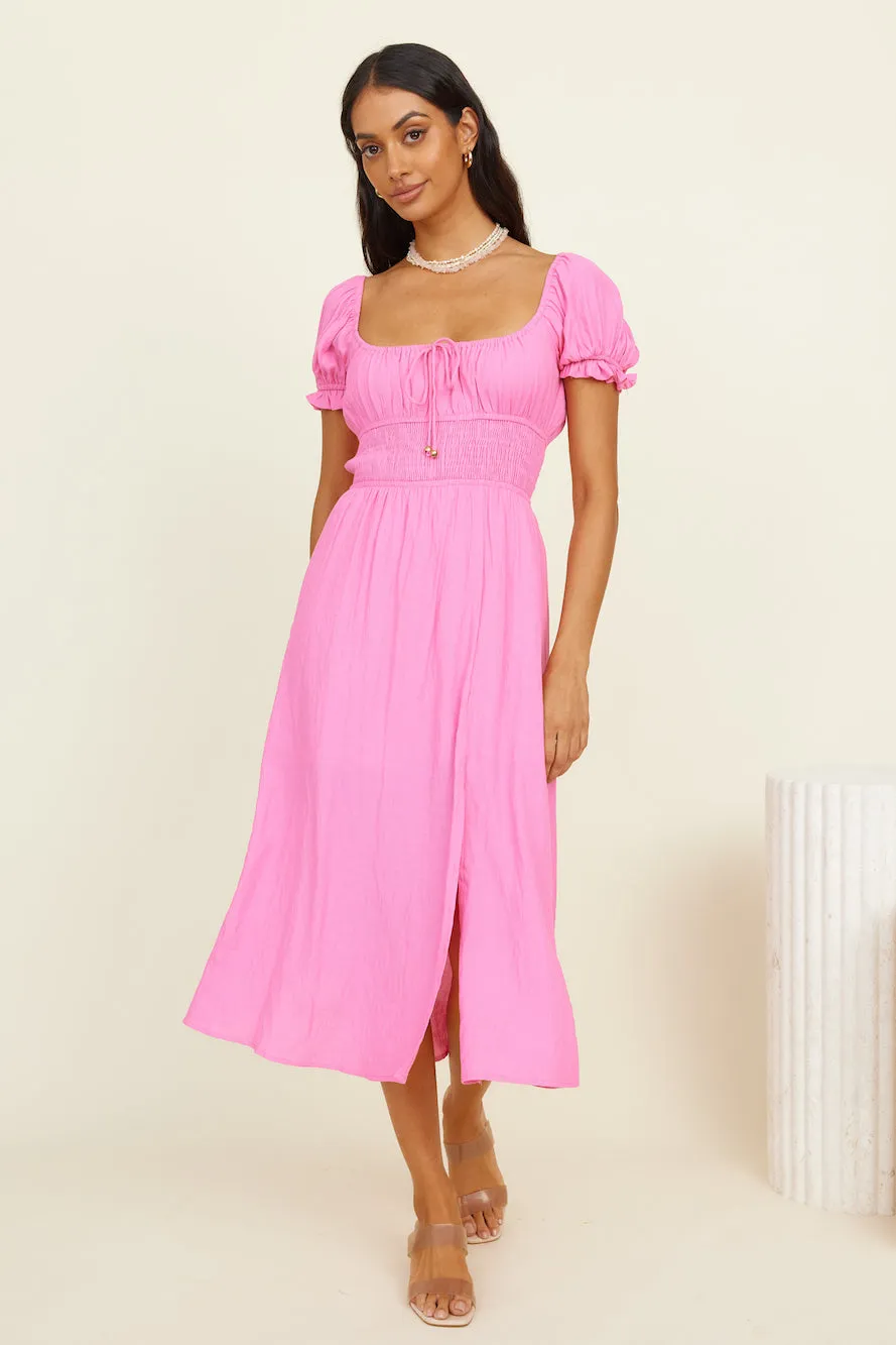 Seaside Picnic Midi Dress Pink