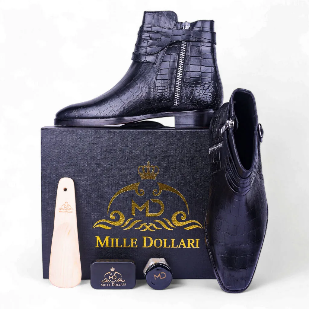 Stonemont Croco: Designer Jodhpur Monk Strap Boots