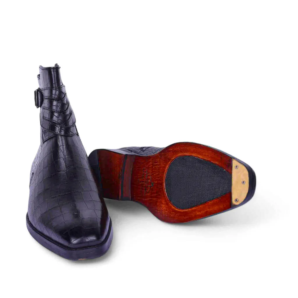 Stonemont Croco: Designer Jodhpur Monk Strap Boots