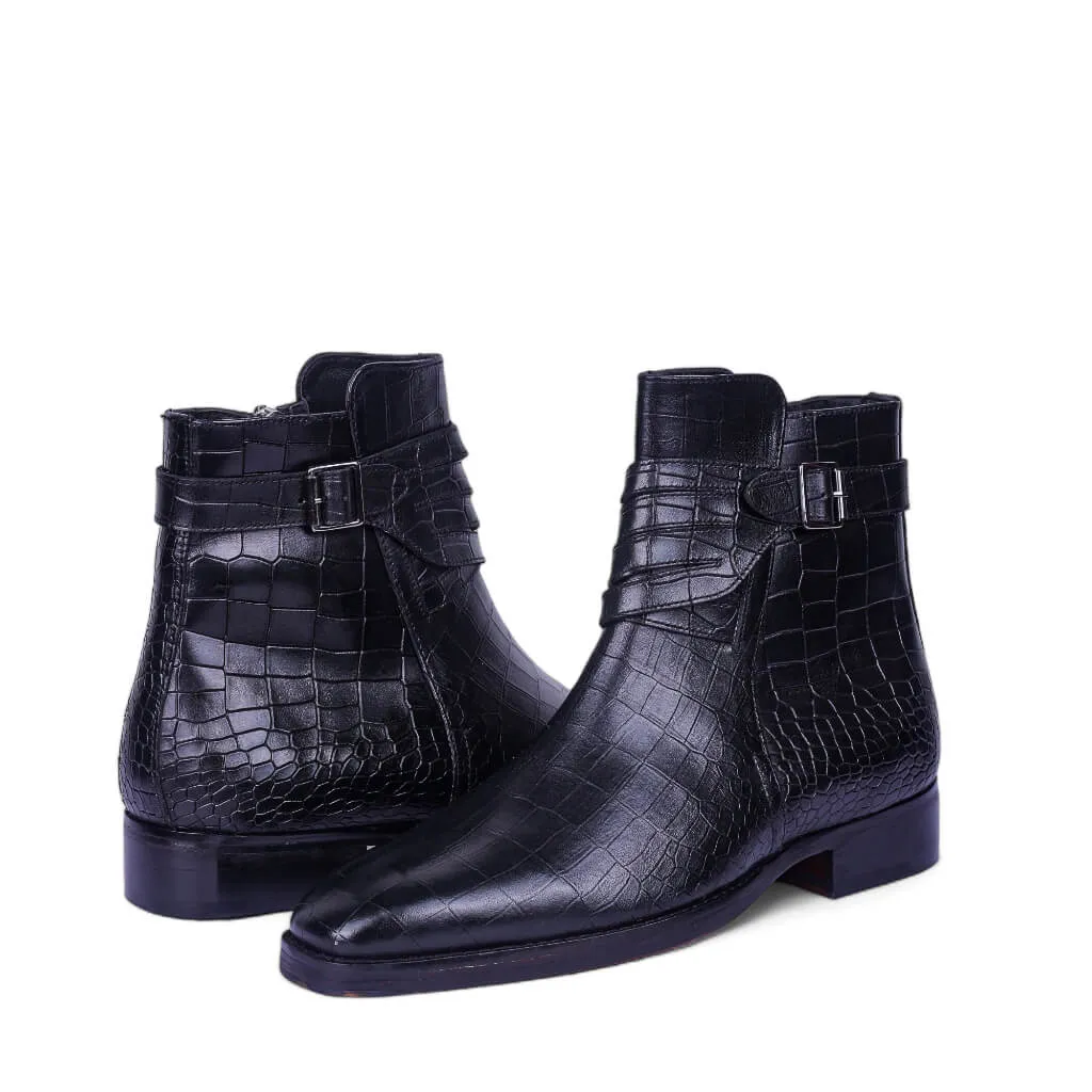 Stonemont Croco: Designer Jodhpur Monk Strap Boots
